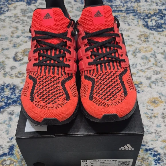 Adidas Mens Bright Red and Black Sneakers - Picture 1 of 6
